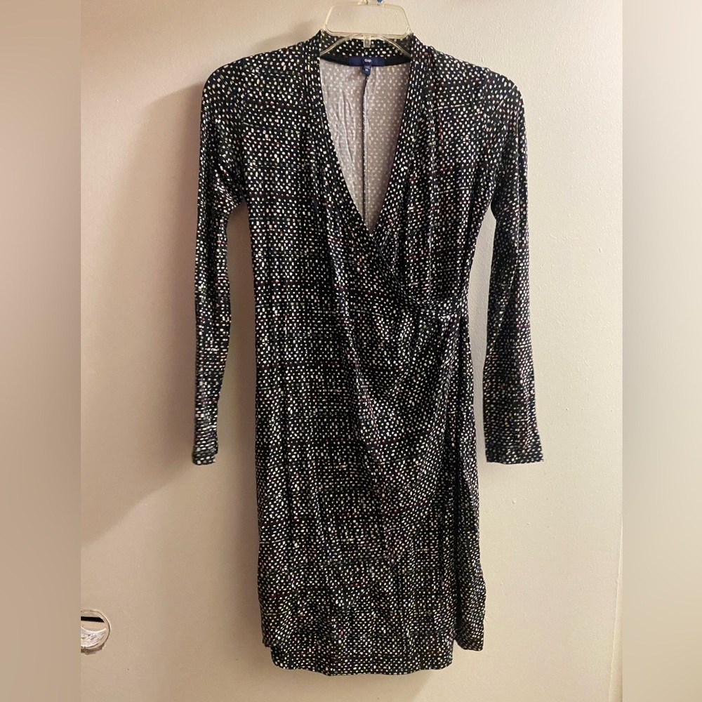Gap Women’s Juniors Mini Dress M Medium Small Square Print Black Red Gray White